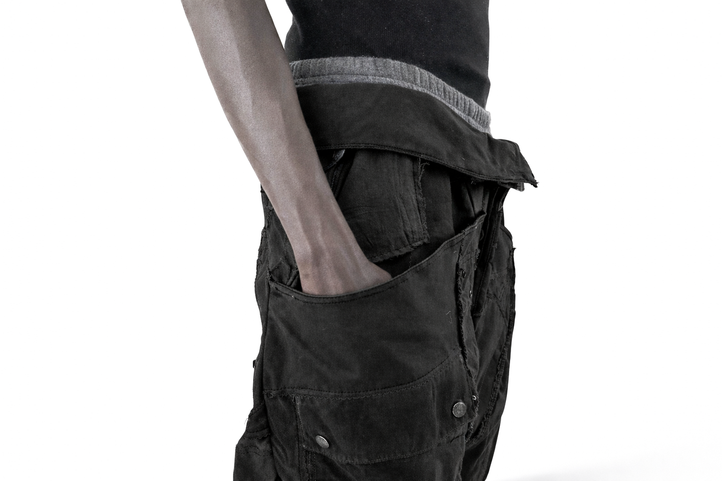 BLACK HYBRID TWISTED TRACK PANTS
