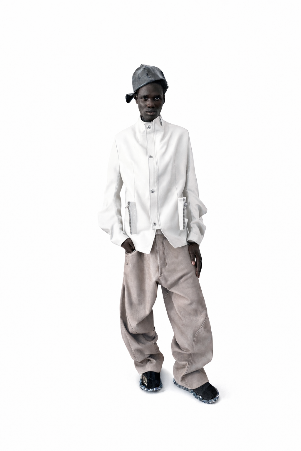 WHITE TAILORED COLAR JACKET