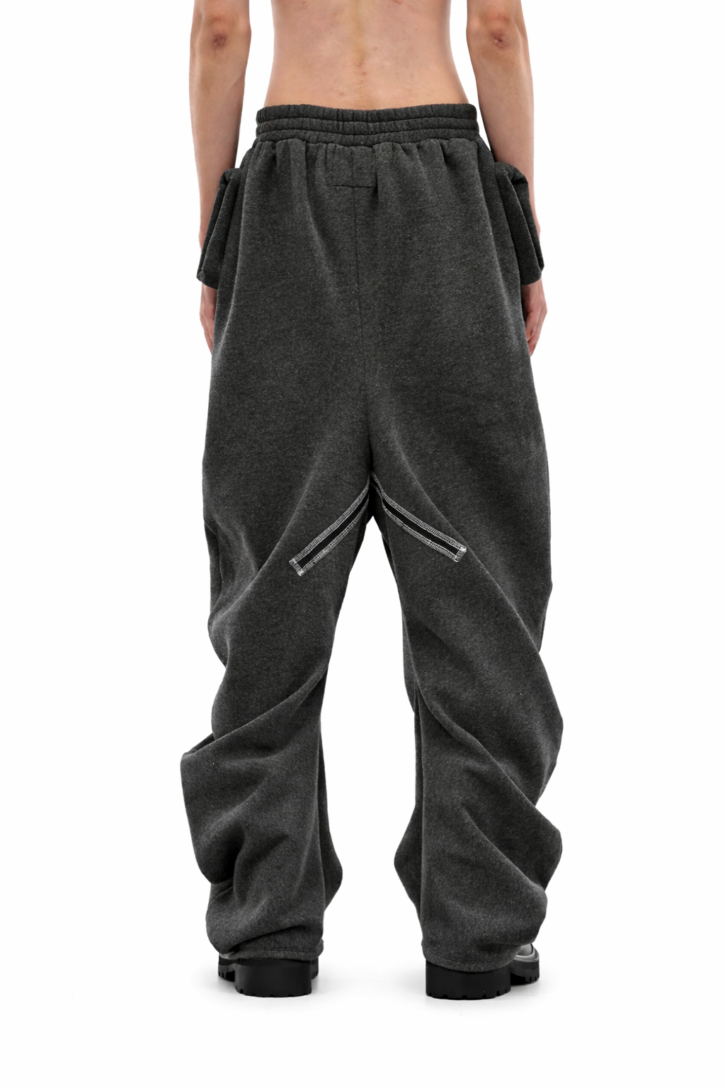DARK GREY TWISTED TRACK PANTS