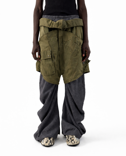 GREEN HYBRID TWISTED TRACK PANTS
