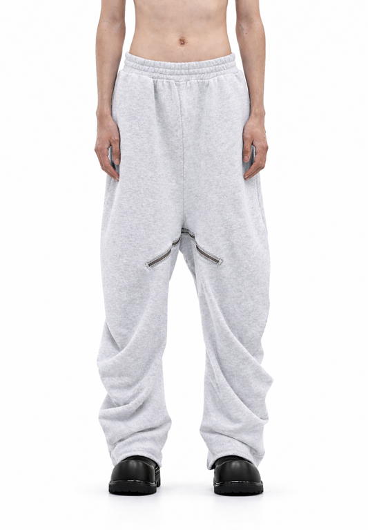 LIGHT GREY TWISTED TRACK PANTS