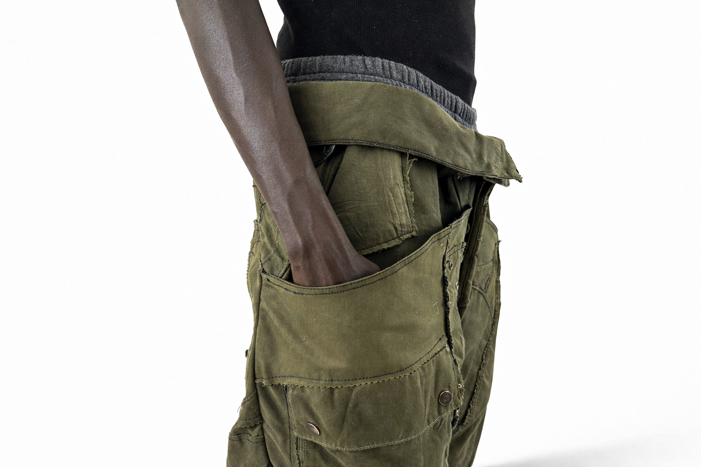 GREEN HYBRID TWISTED TRACK PANTS