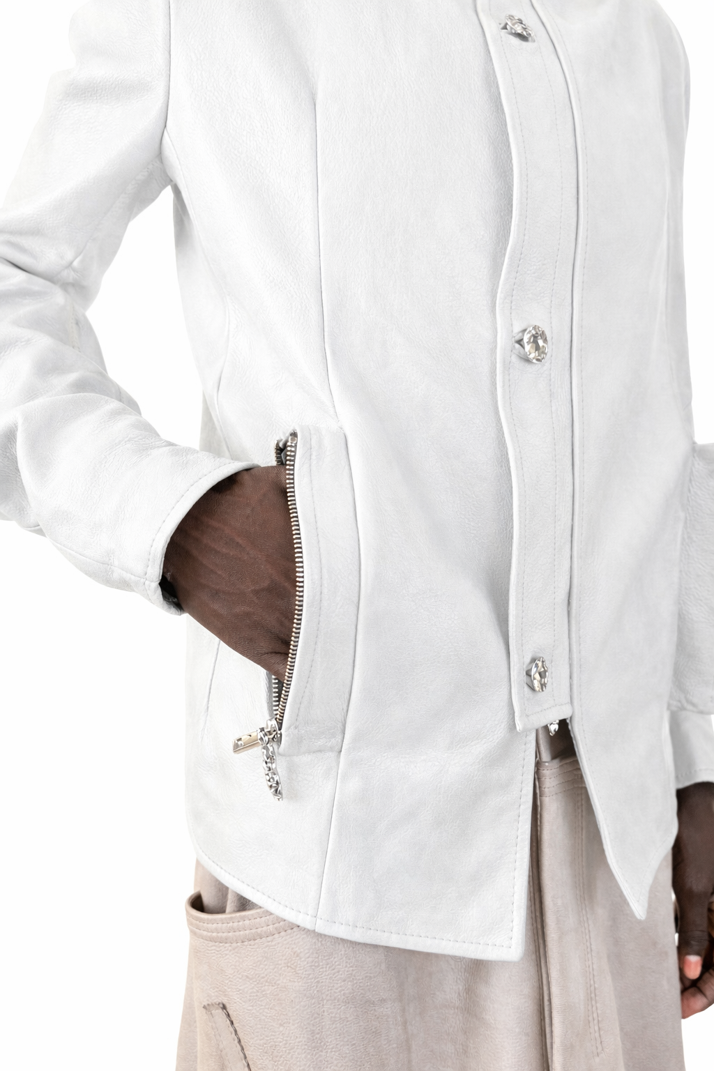WHITE TAILORED COLAR JACKET