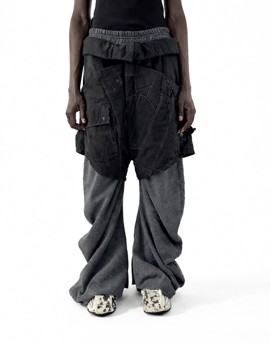 BLACK HYBRID TWISTED TRACK PANTS
